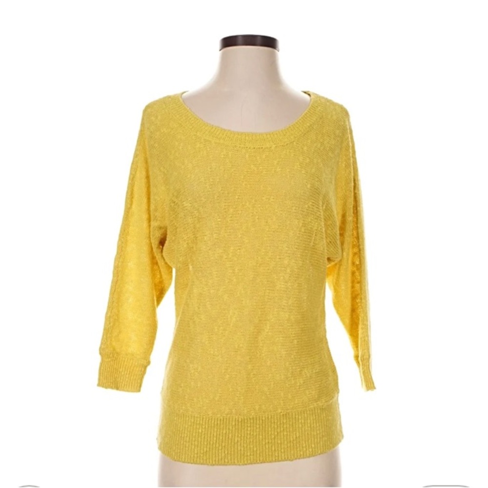 Linen Blend Yellow Boatneck Lightweight Women’s Sweater M